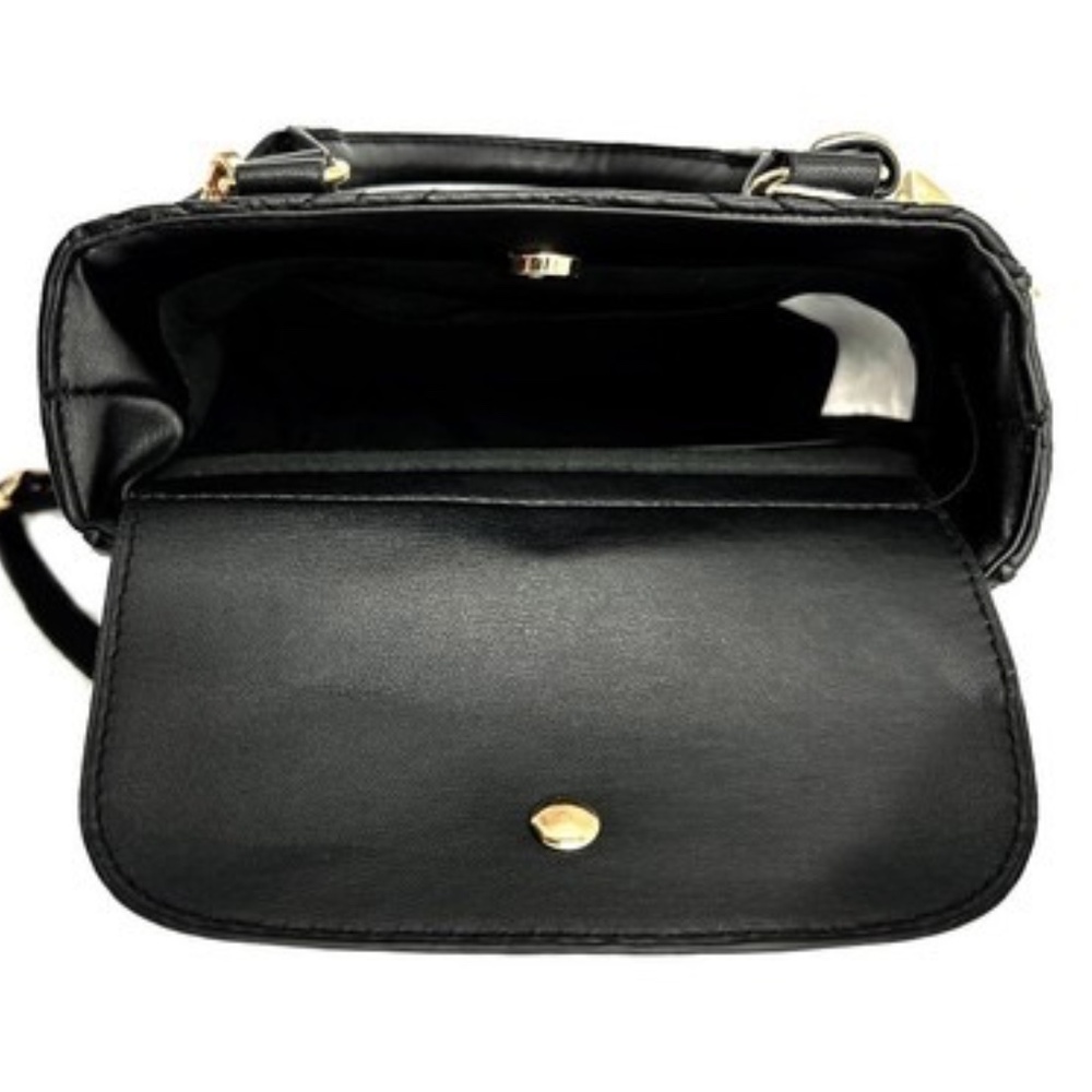 VALENTINO ORLANDI Quilted Tote Bag Purse Black Bag Crossbody Gold MRSP $259 NWT - Picture 5 of 7